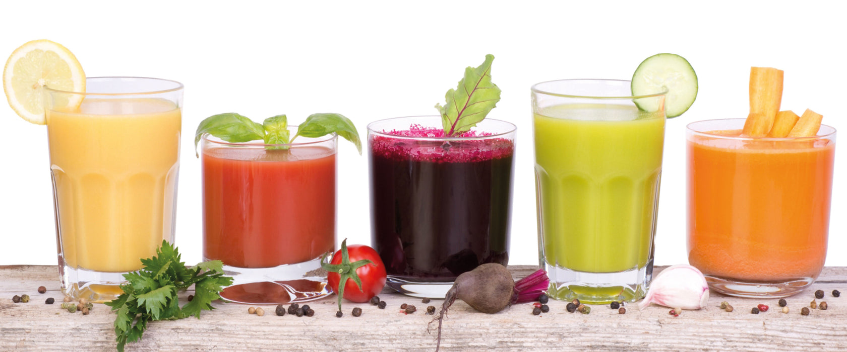 Gesunde Bio Fruchtsäfte, Glasbild Panorama