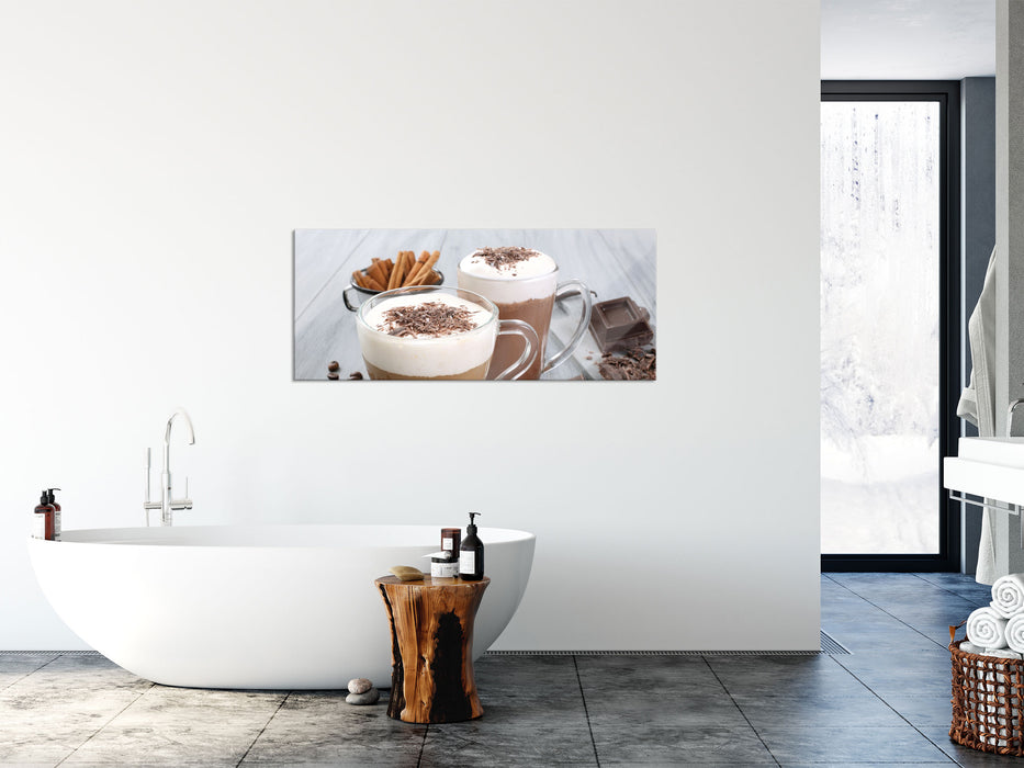 Schokolade und Kaffee, Glasbild Panorama