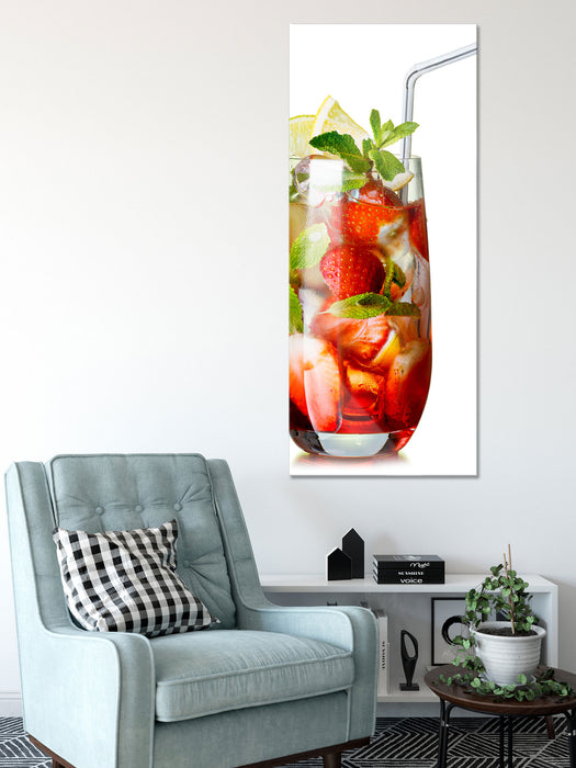 Erdbeercocktail, Glasbild Panorama