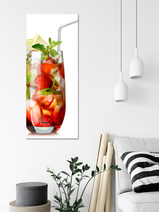 Erdbeercocktail, Glasbild Panorama