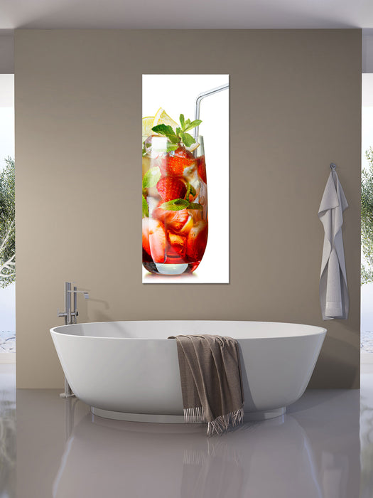 Erdbeercocktail, Glasbild Panorama