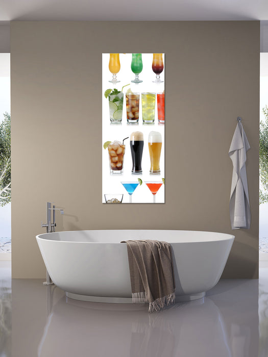 Cocktails Long Drinks und Bier, Glasbild Panorama