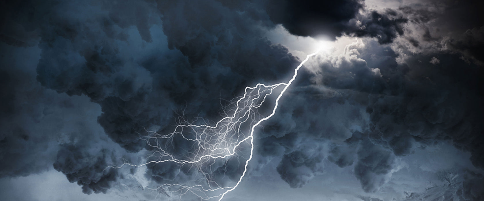 Blitz am Himmel, Glasbild Panorama