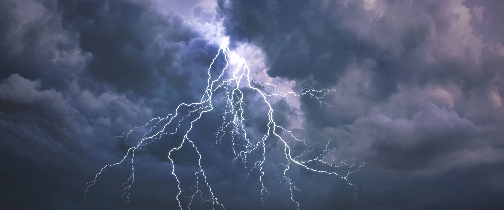 Gewitter über Meer, Glasbild Panorama