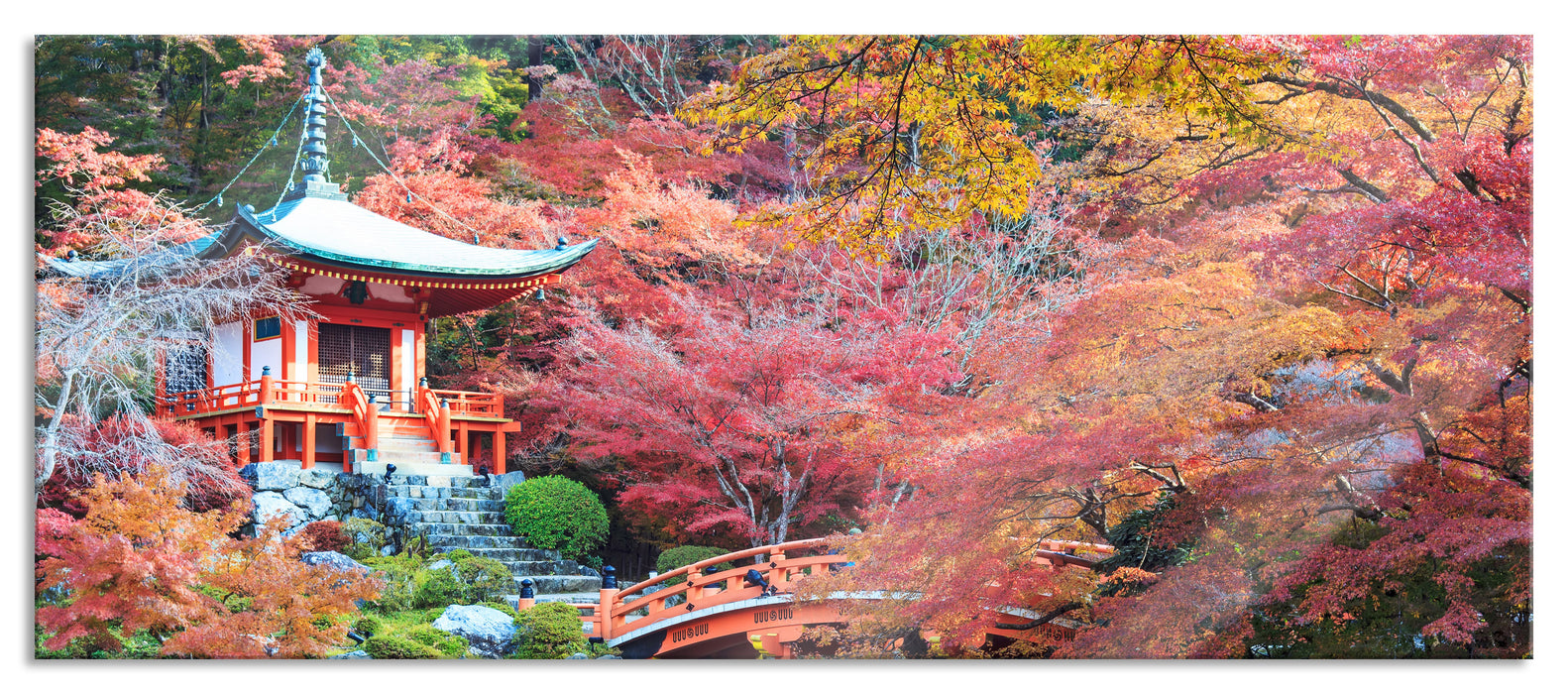 Pixxprint Wunderschönes Kloster in Japan, Glasbild Panorama