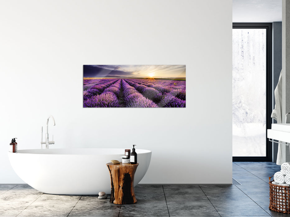 Traumhafte Lavendel Provence, Glasbild Panorama