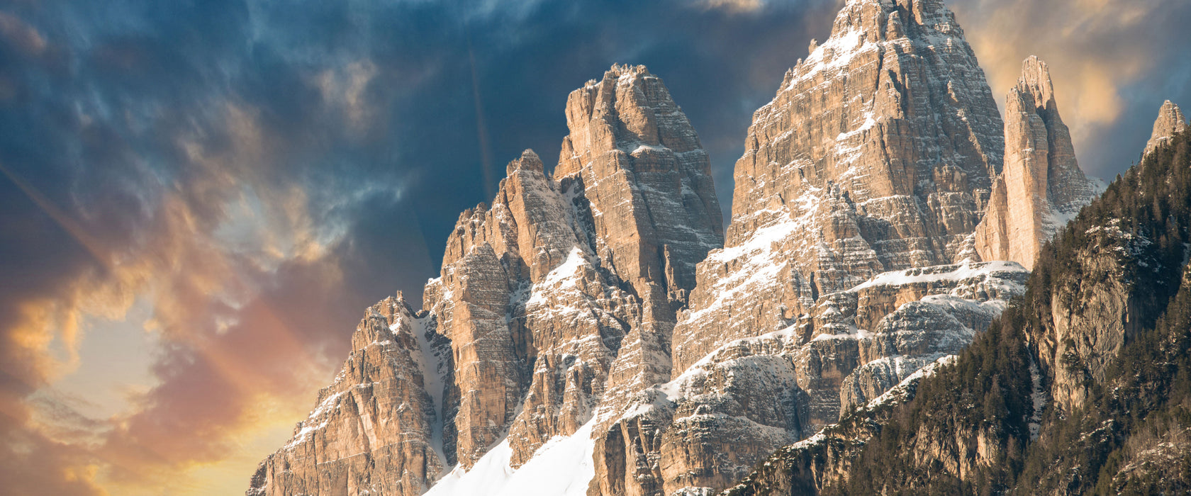 Bergkette, Glasbild Panorama