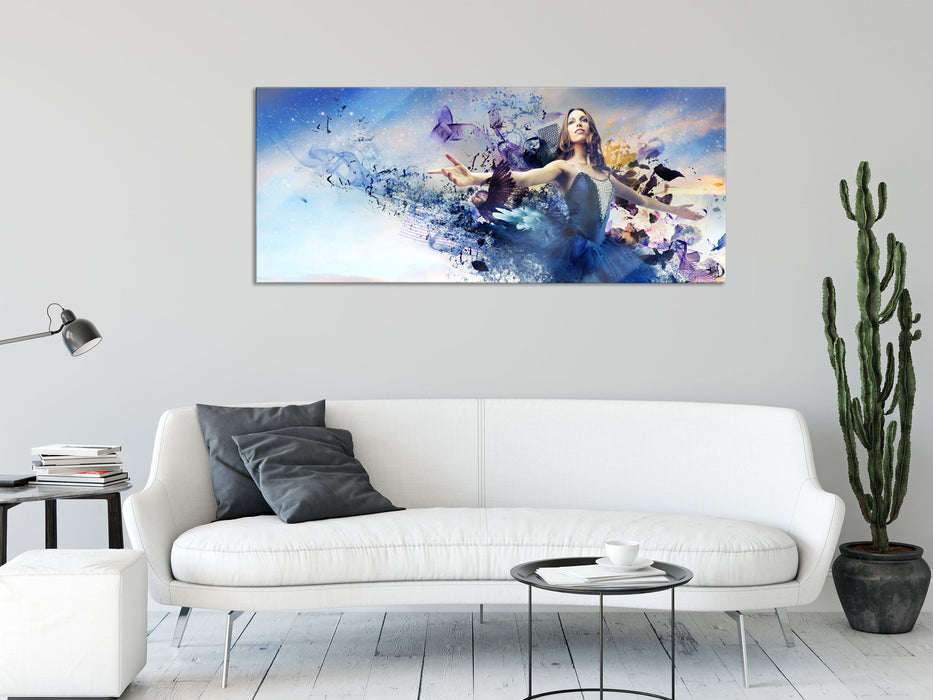 Ballerina im Kleid, Glasbild Panorama
