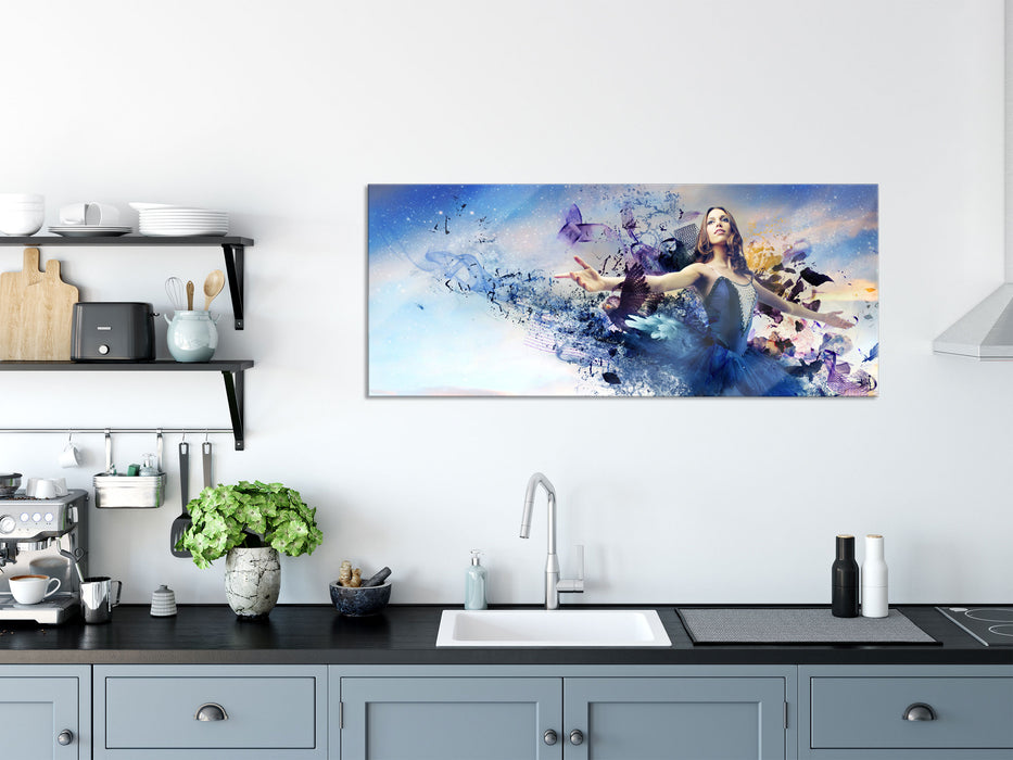Ballerina im Kleid, Glasbild Panorama
