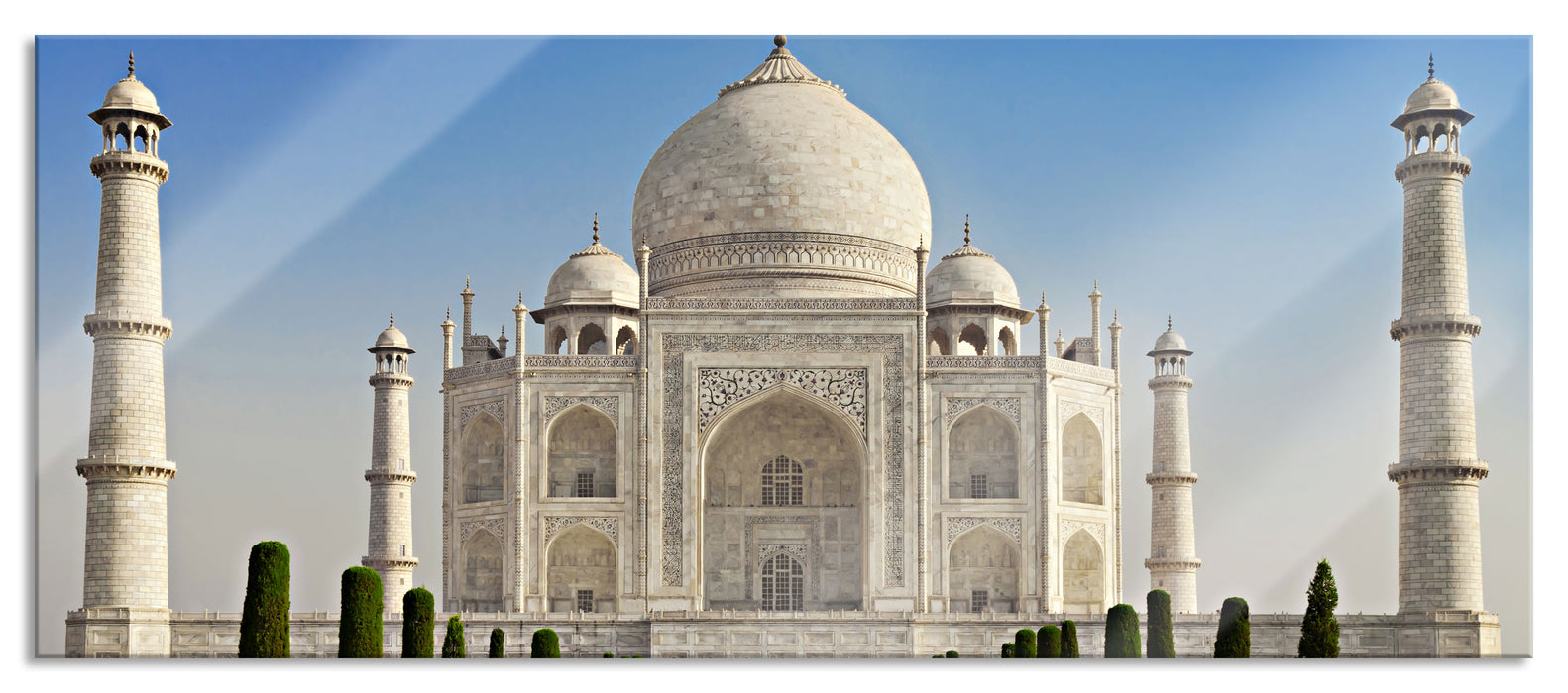 Pixxprint Gewaltiger Taj Mahal, Glasbild Panorama