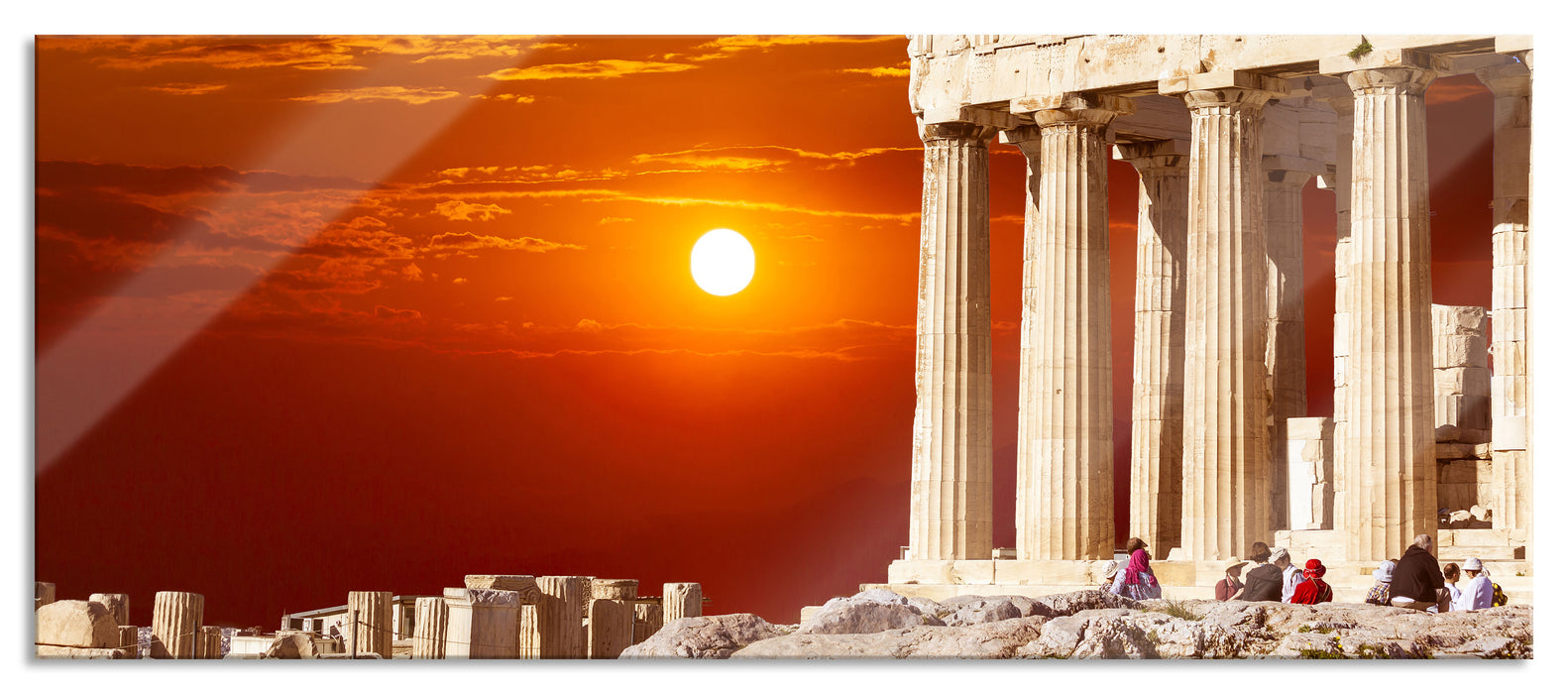 Pixxprint Tempel der Athene, Glasbild Panorama