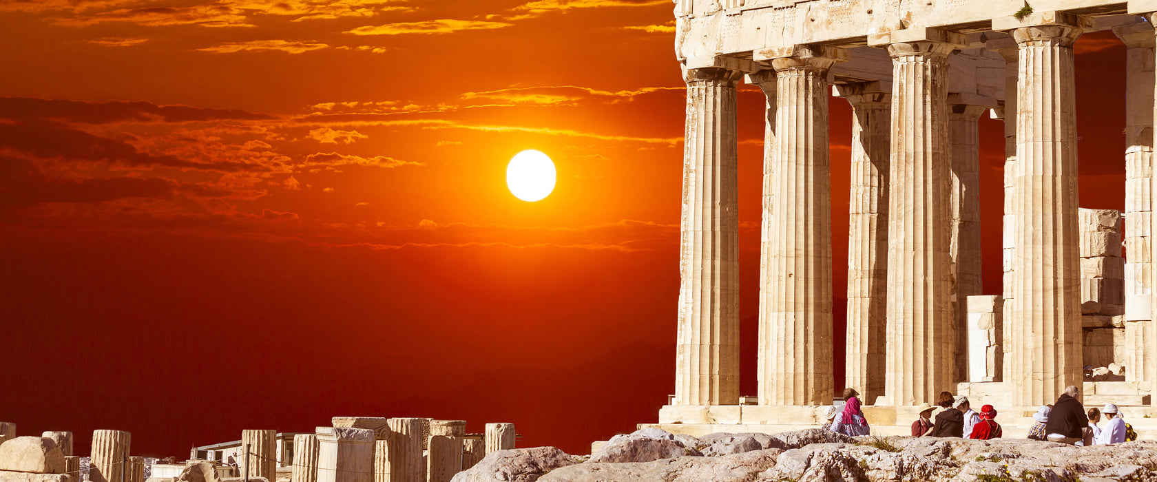 Tempel der Athene, Glasbild Panorama