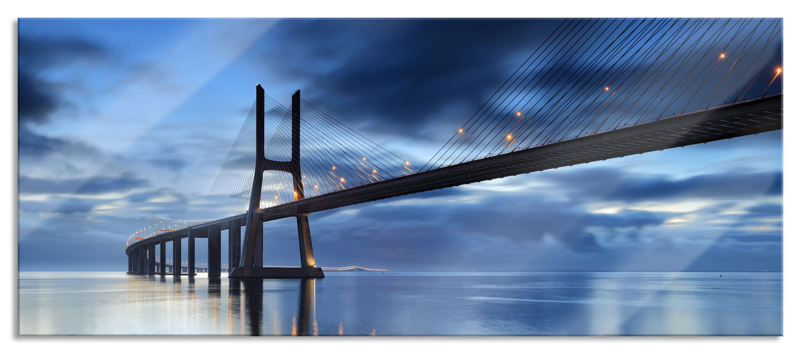 Pixxprint Ponte Vasco da Gama Lissabon, Glasbild Panorama