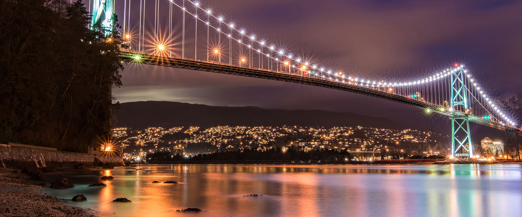 Lions Gate Bridge Vancouver, Glasbild Panorama