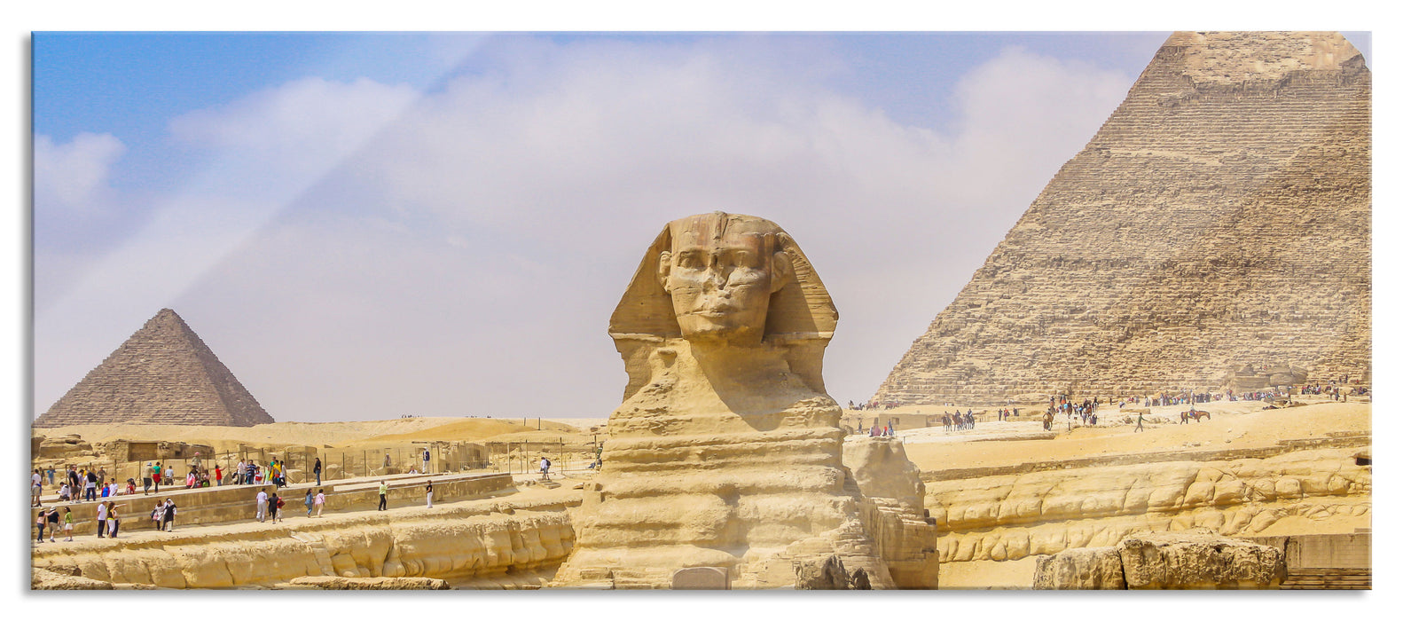 Pixxprint Große Sphinx von Gizeh, Glasbild Panorama