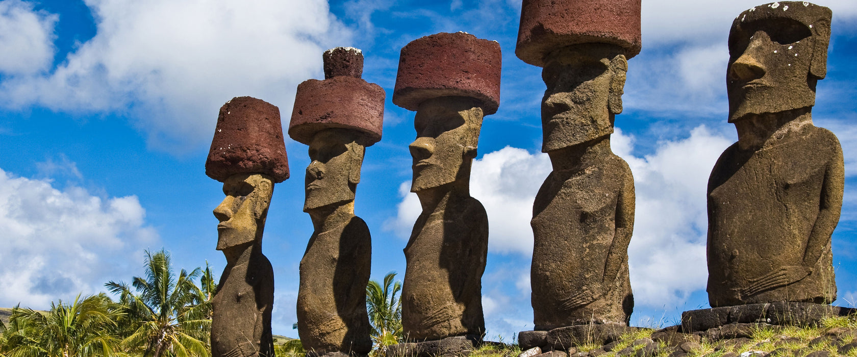 Moai Statuen Osterinseln, Glasbild Panorama