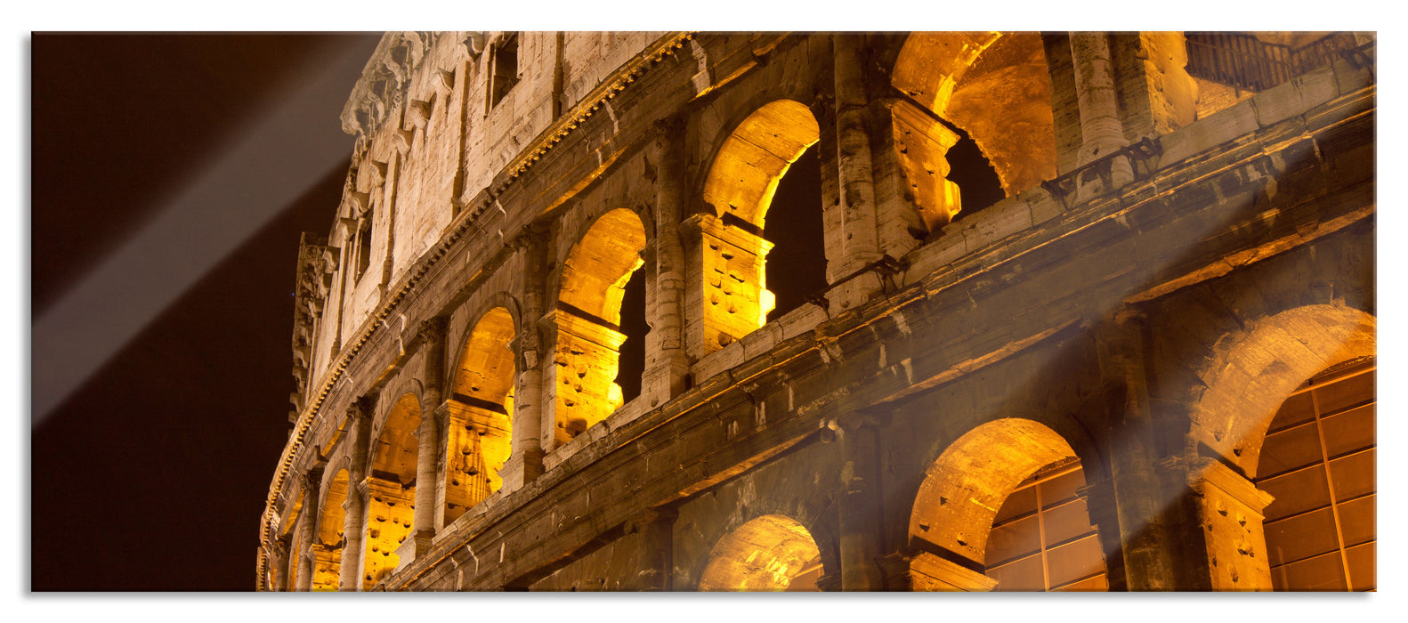 Pixxprint Amphitheater in Rom bei Nacht, Glasbild Panorama