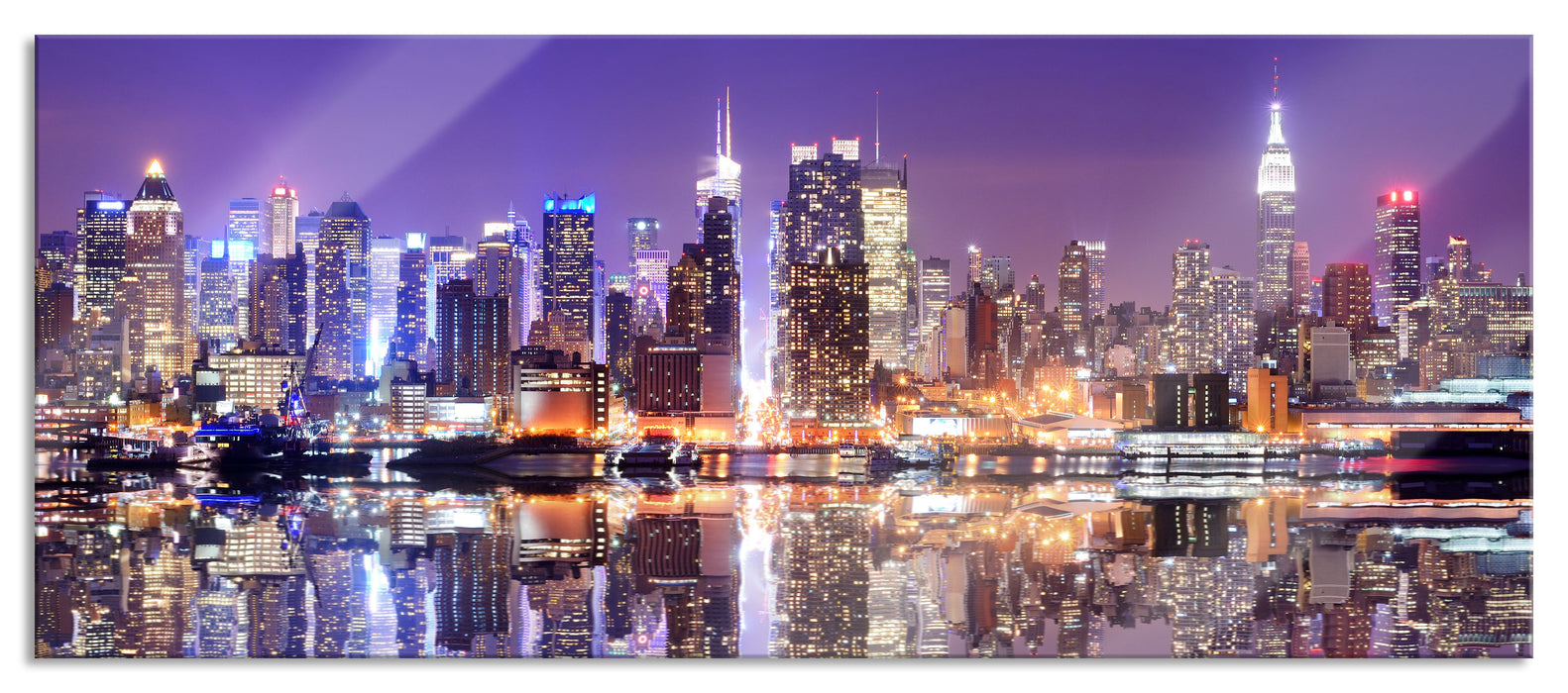 Pixxprint Manhattan Skyline, Glasbild Panorama