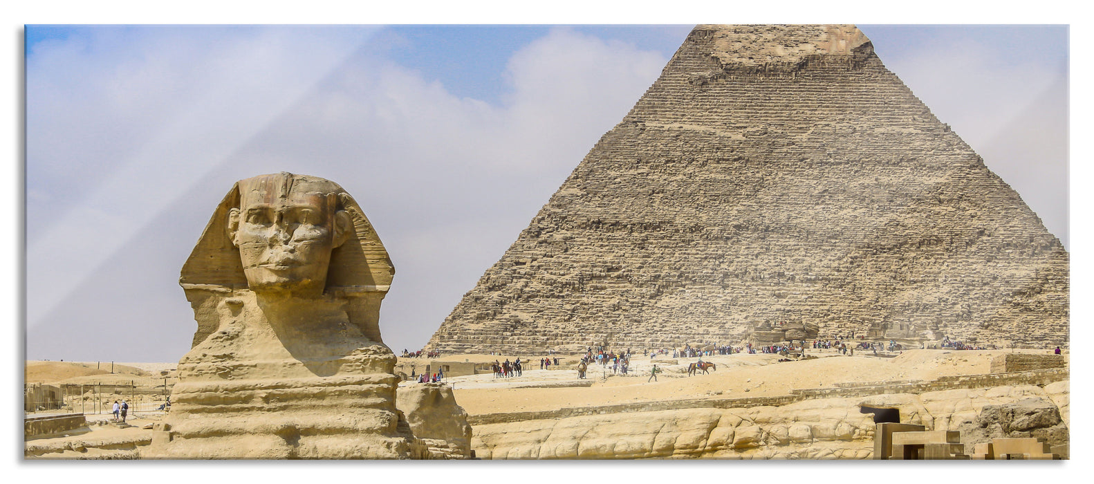 Pixxprint Sphinx von Gizeh mit Pyramide, Glasbild Panorama