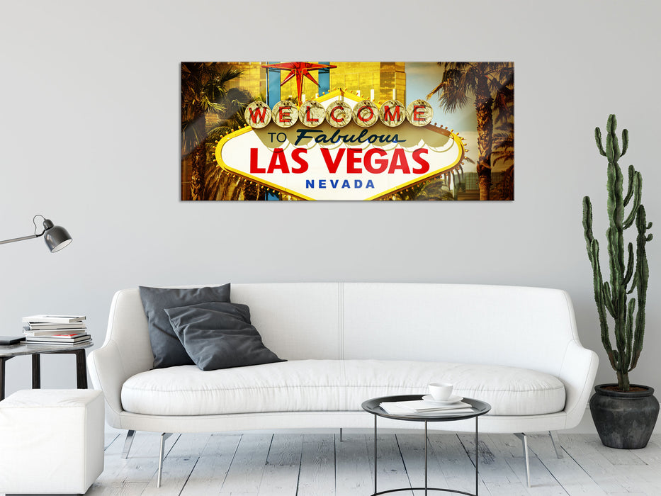 Las Vegas Ortseingangsschild, Glasbild Panorama