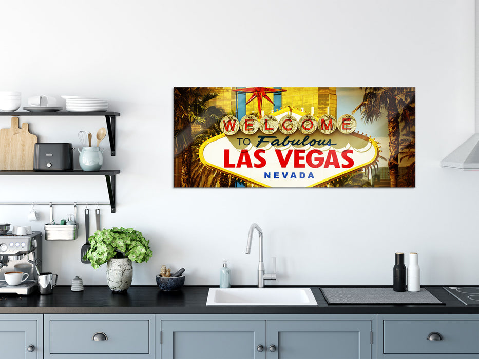 Las Vegas Ortseingangsschild, Glasbild Panorama