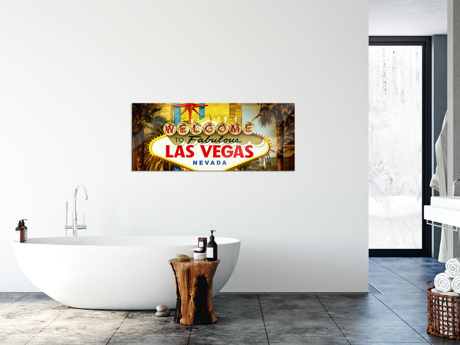 Las Vegas Ortseingangsschild, Glasbild Panorama