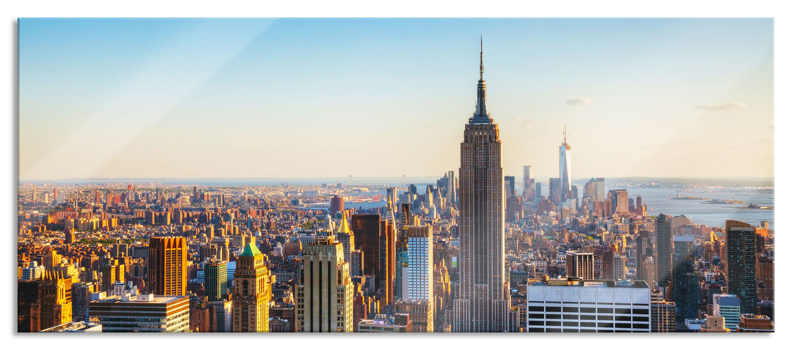 Pixxprint Empire State Building in New York, Glasbild Panorama