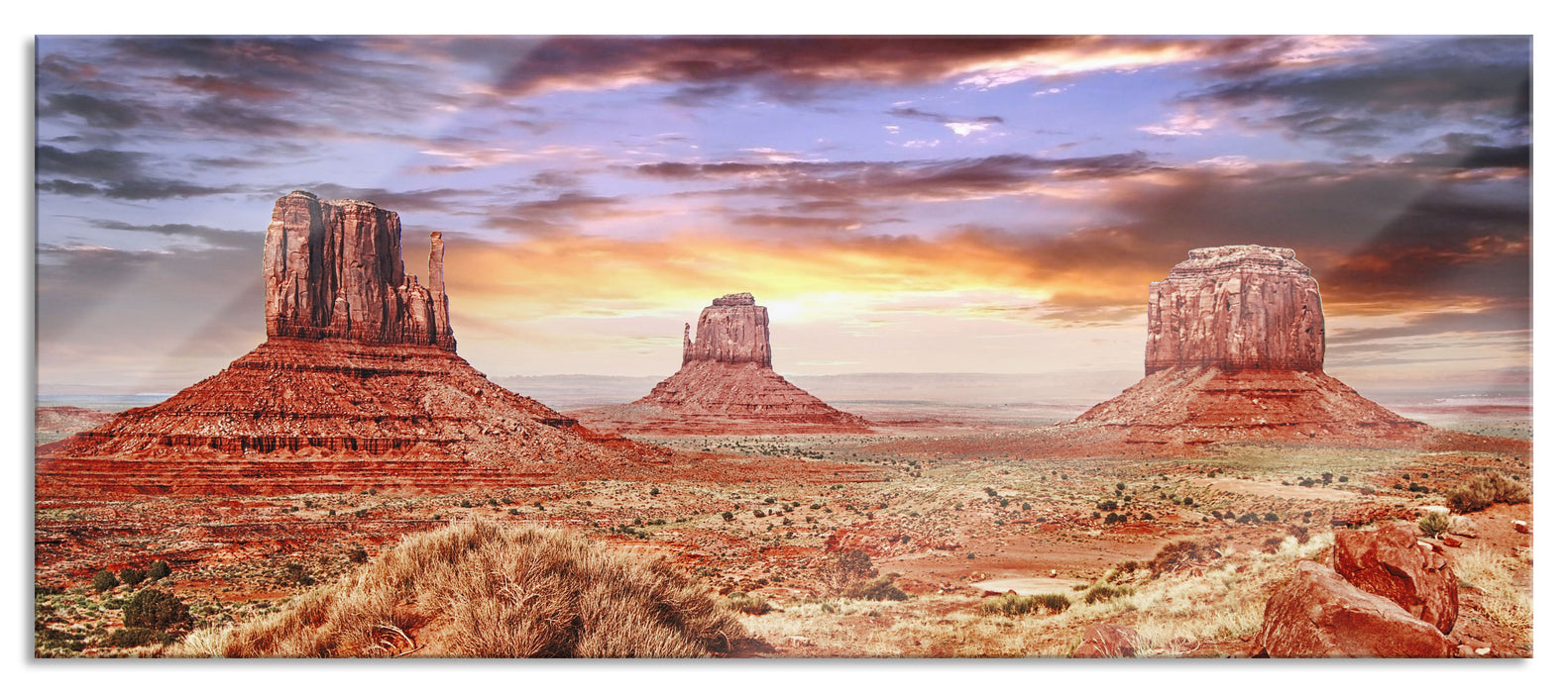 Pixxprint Utah Monument Valley, Glasbild Panorama