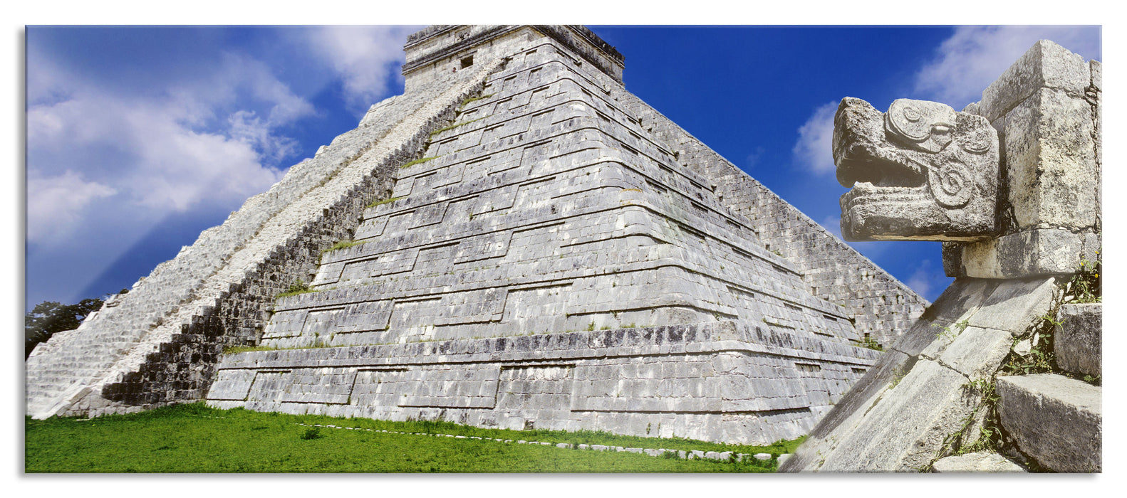 Pixxprint Schöner Maya Tempel in Mexiko, Glasbild Panorama