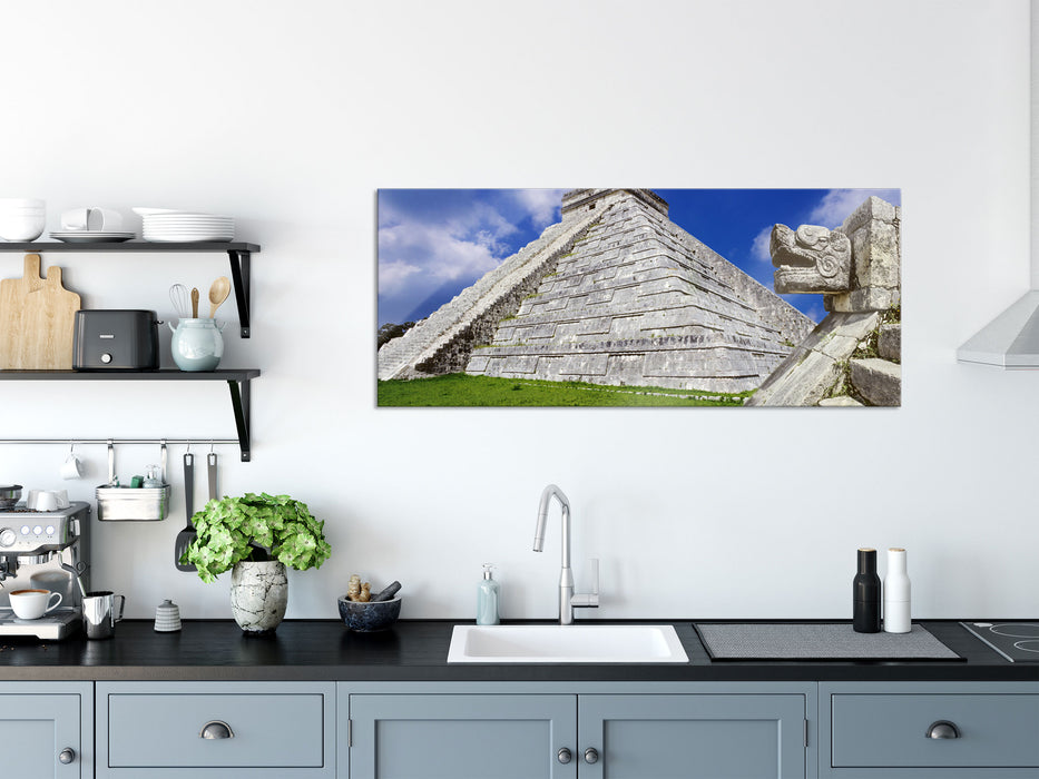 Schöner Maya Tempel in Mexiko, Glasbild Panorama