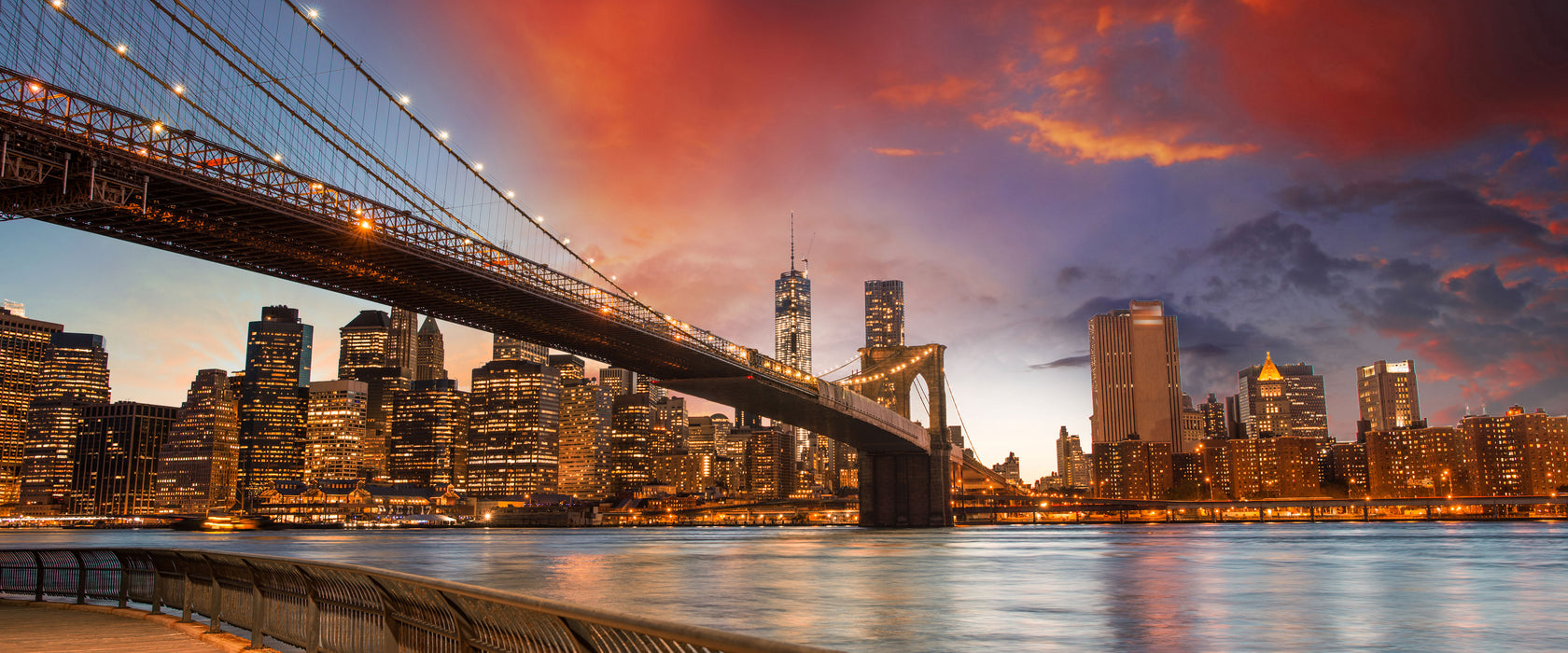 Brooklyn Bridge Park New York, Glasbild Panorama