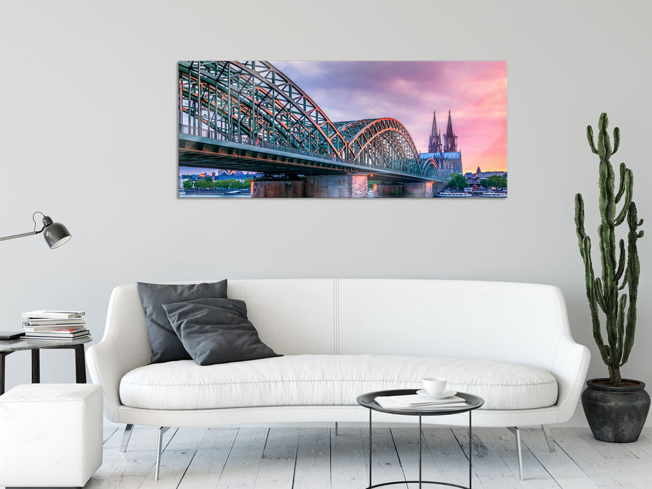 Hohenzollernbrücke in Köln, Glasbild Panorama