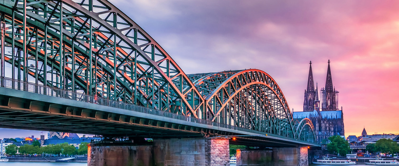 Hohenzollernbrücke in Köln, Glasbild Panorama