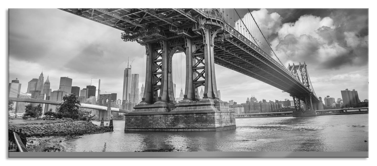 Pixxprint Manhattan Bridge New York, Glasbild Panorama