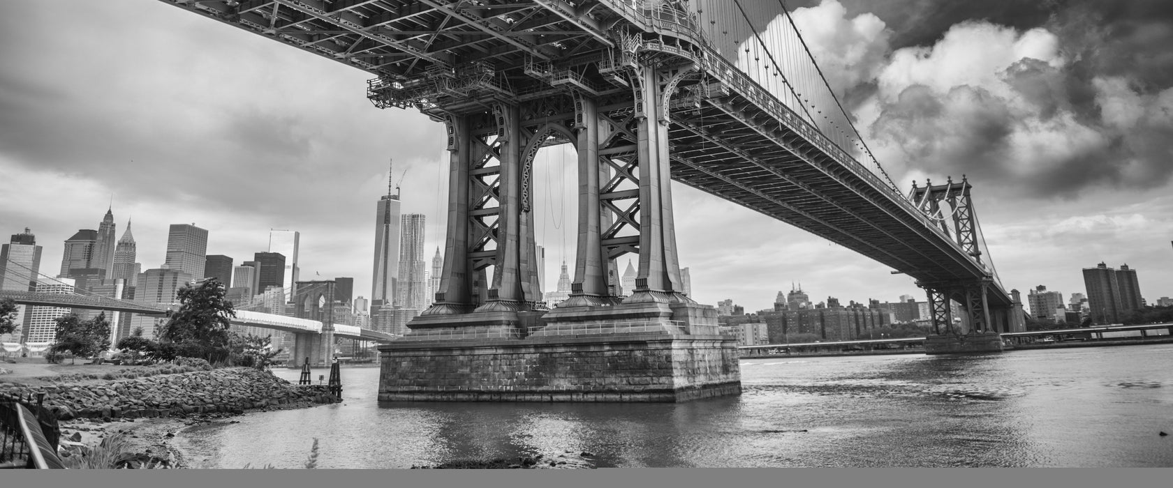 Manhattan Bridge New York, Glasbild Panorama