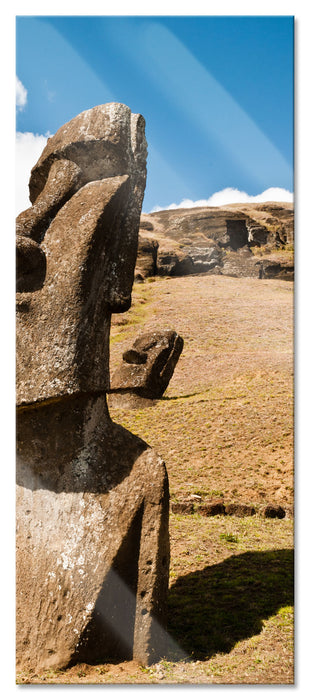 Pixxprint Moai Statue auf den Osterinseln, Glasbild Panorama