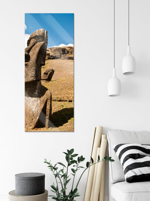 Moai Statue auf den Osterinseln, Glasbild Panorama