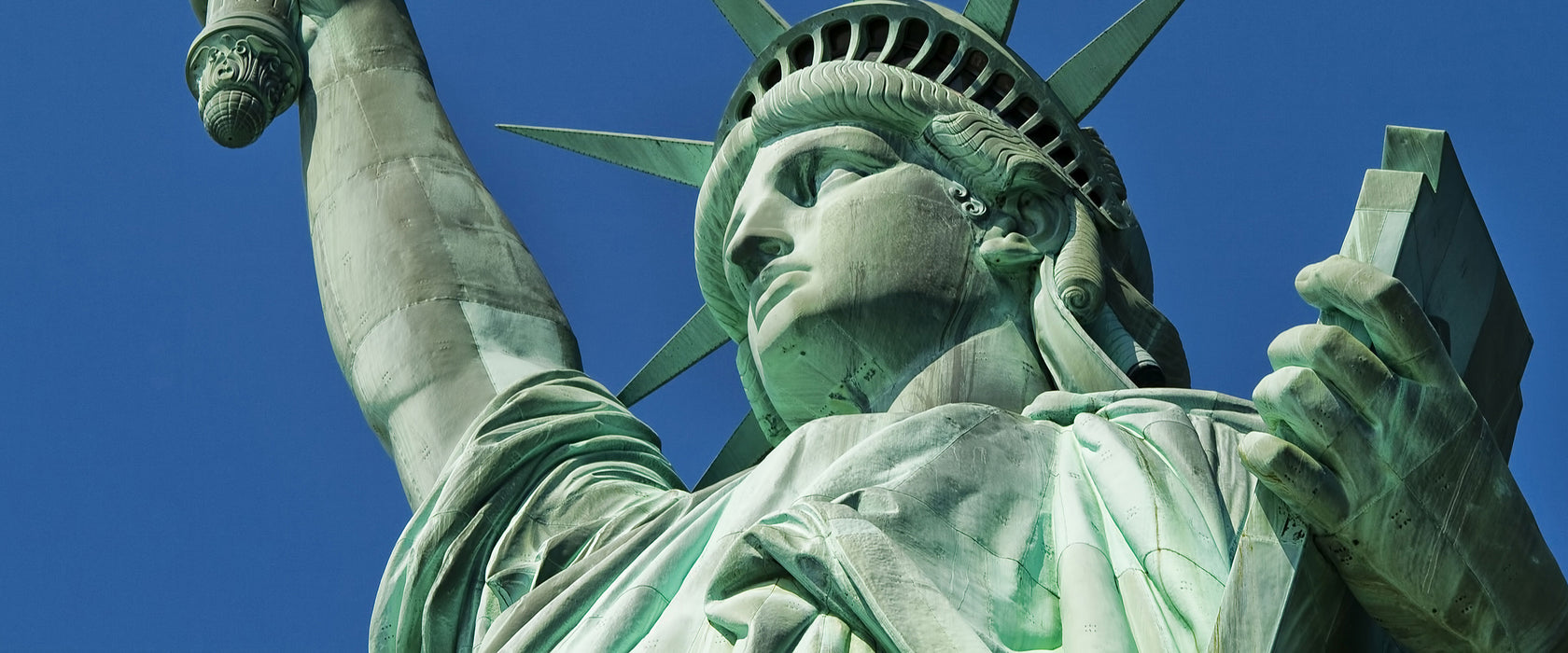 Freiheitsstatue in New York, Glasbild Panorama