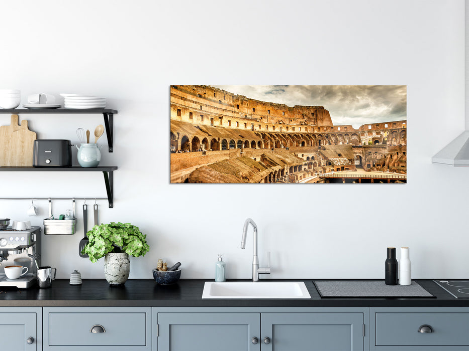 Colloseum in Rom von innen, Glasbild Panorama