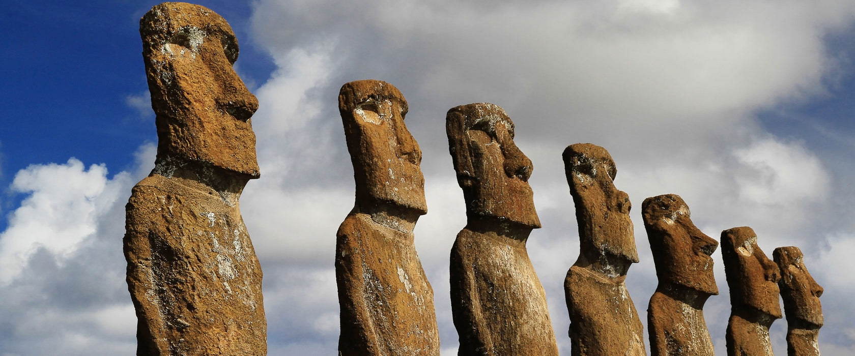 Moai Statuen auf den Osterinseln, Glasbild Panorama