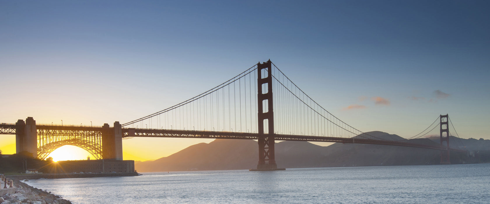 Imposante Golden Gate Bridge, Glasbild Panorama