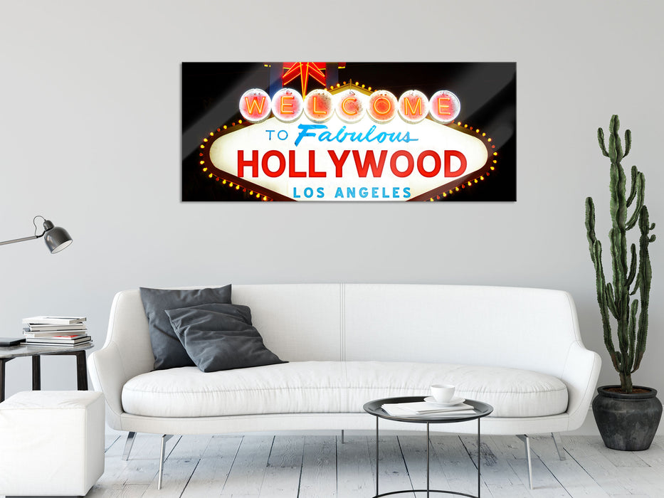 Hollywood Ortseingangsschild, Glasbild Panorama