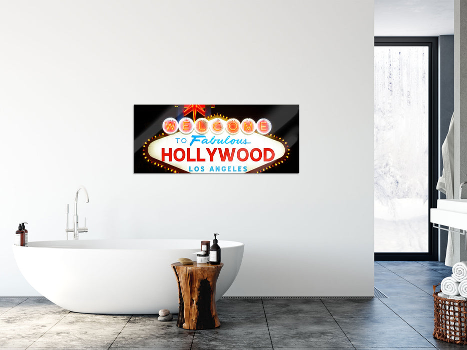 Hollywood Ortseingangsschild, Glasbild Panorama