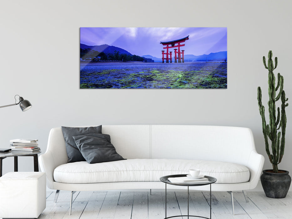 Torii in Hiroshima Japan, Glasbild Panorama