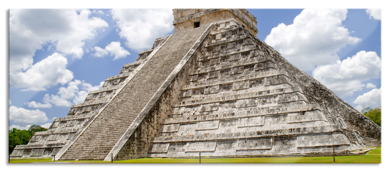 Pixxprint Maya Pyramide in Mexico, Glasbild Panorama