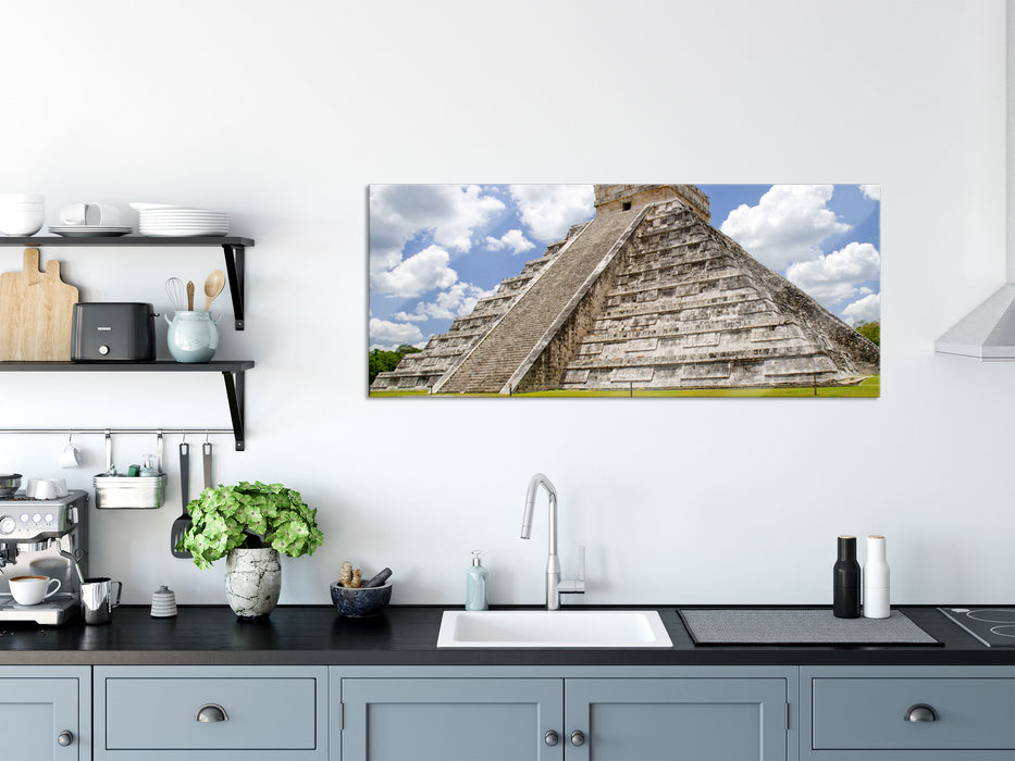 Maya Pyramide in Mexico, Glasbild Panorama