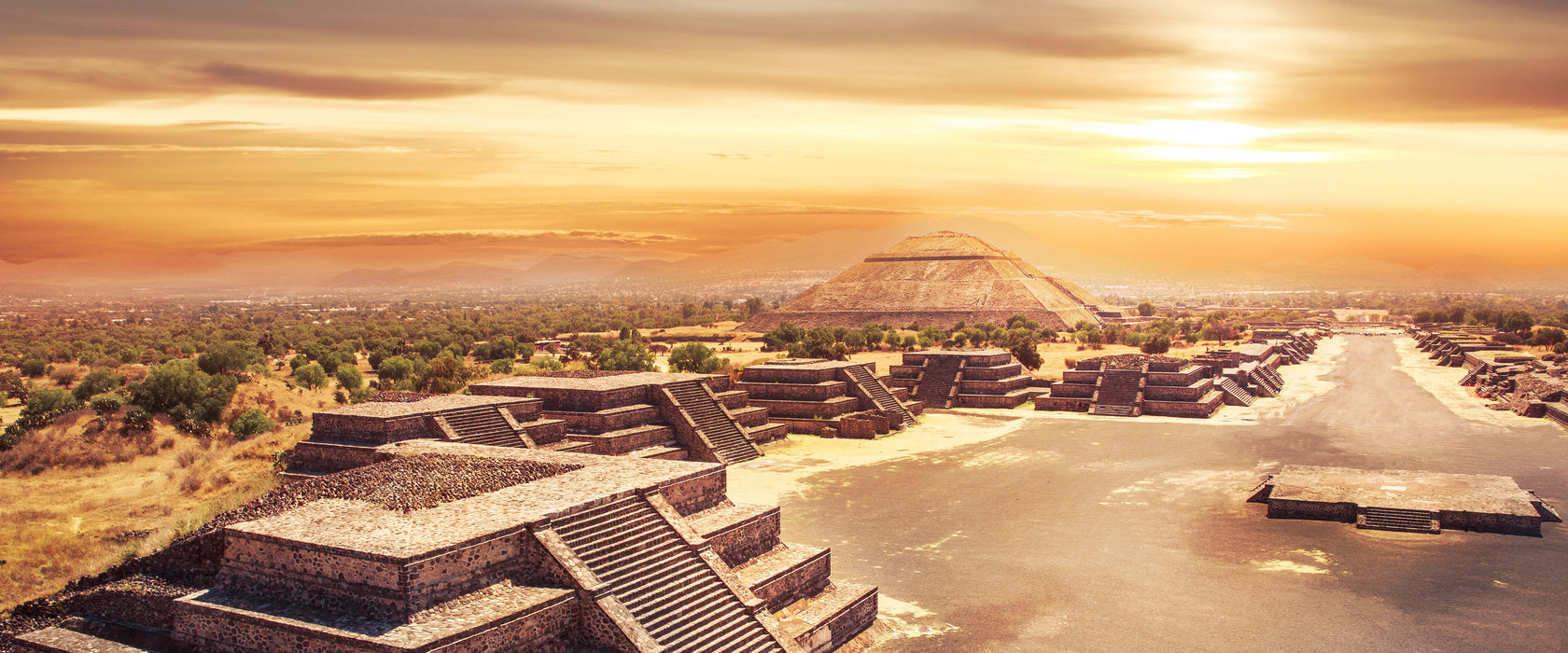 Maya Tempel Mexico, Glasbild Panorama