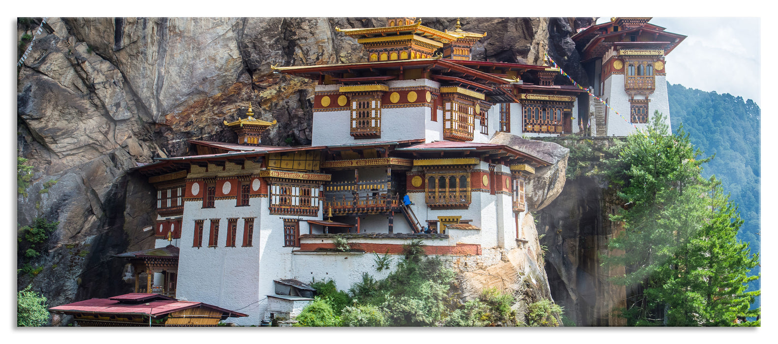 Pixxprint Chinesische Festung im Berg, Glasbild Panorama