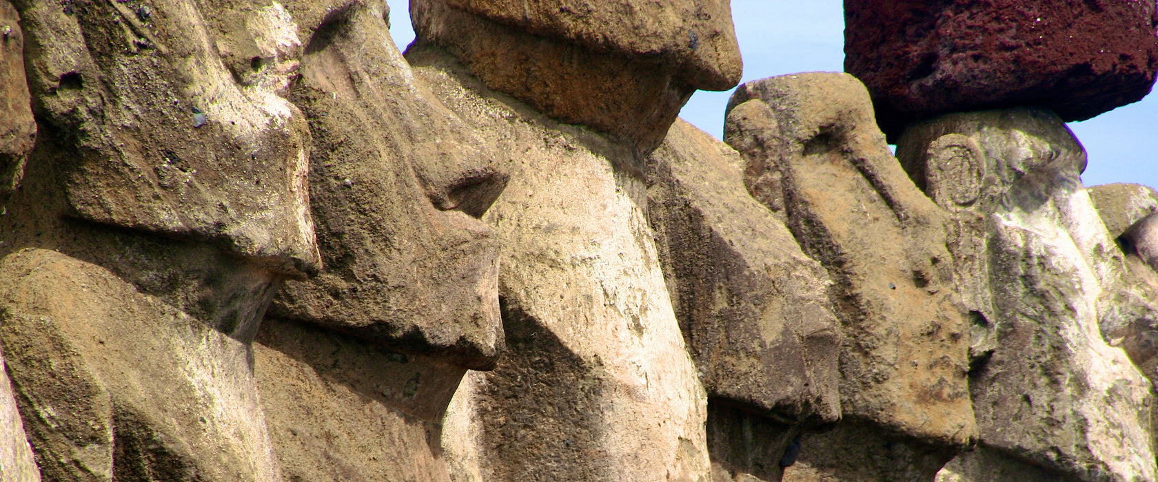 Osterinseln Statuen Detailansicht, Glasbild Panorama