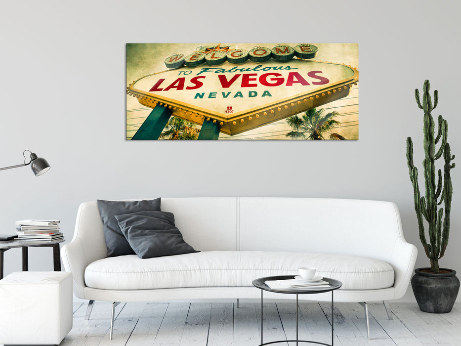 Las Vegas Ortsschild, Glasbild Panorama